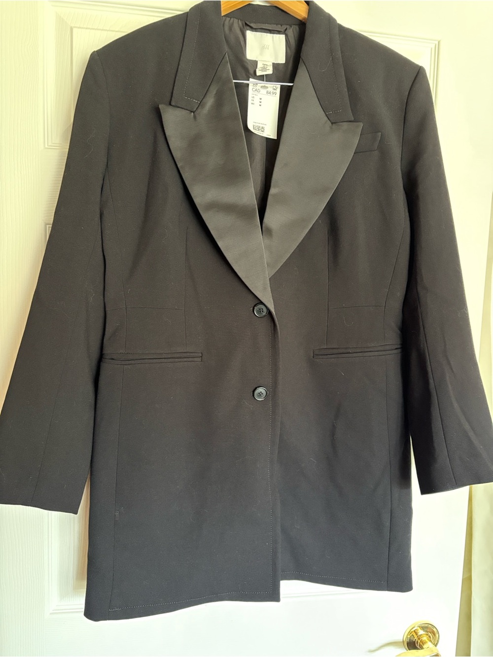 H&M Black Single-Button Satin Lapel Blazer - Picture 5 of 6